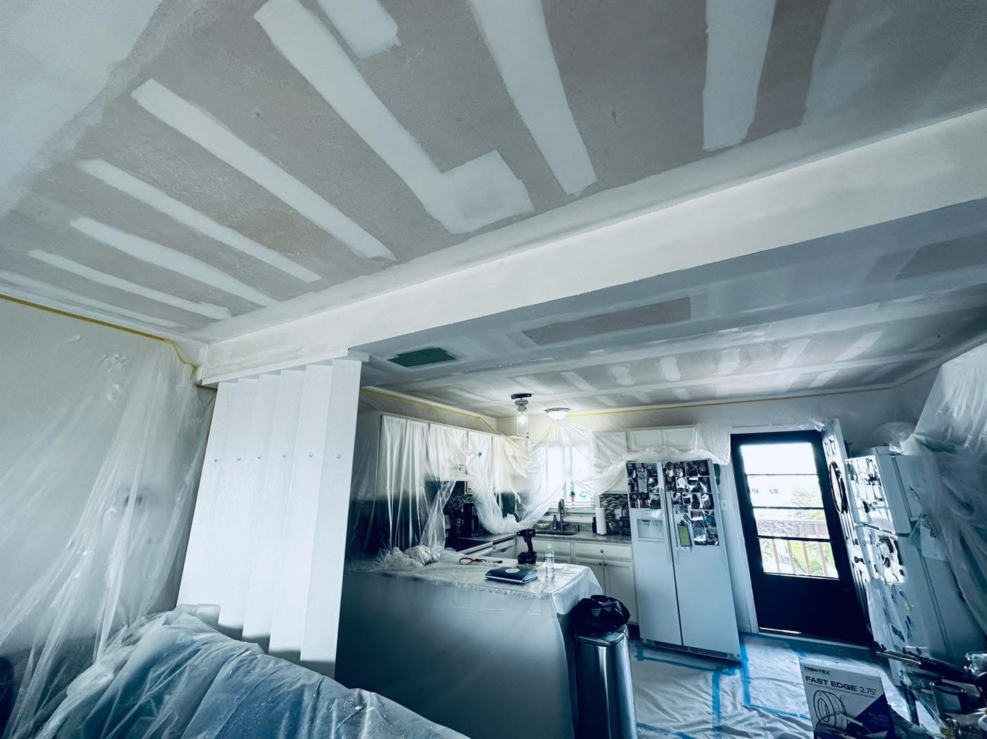 Ceiling repair with containment, kitchen