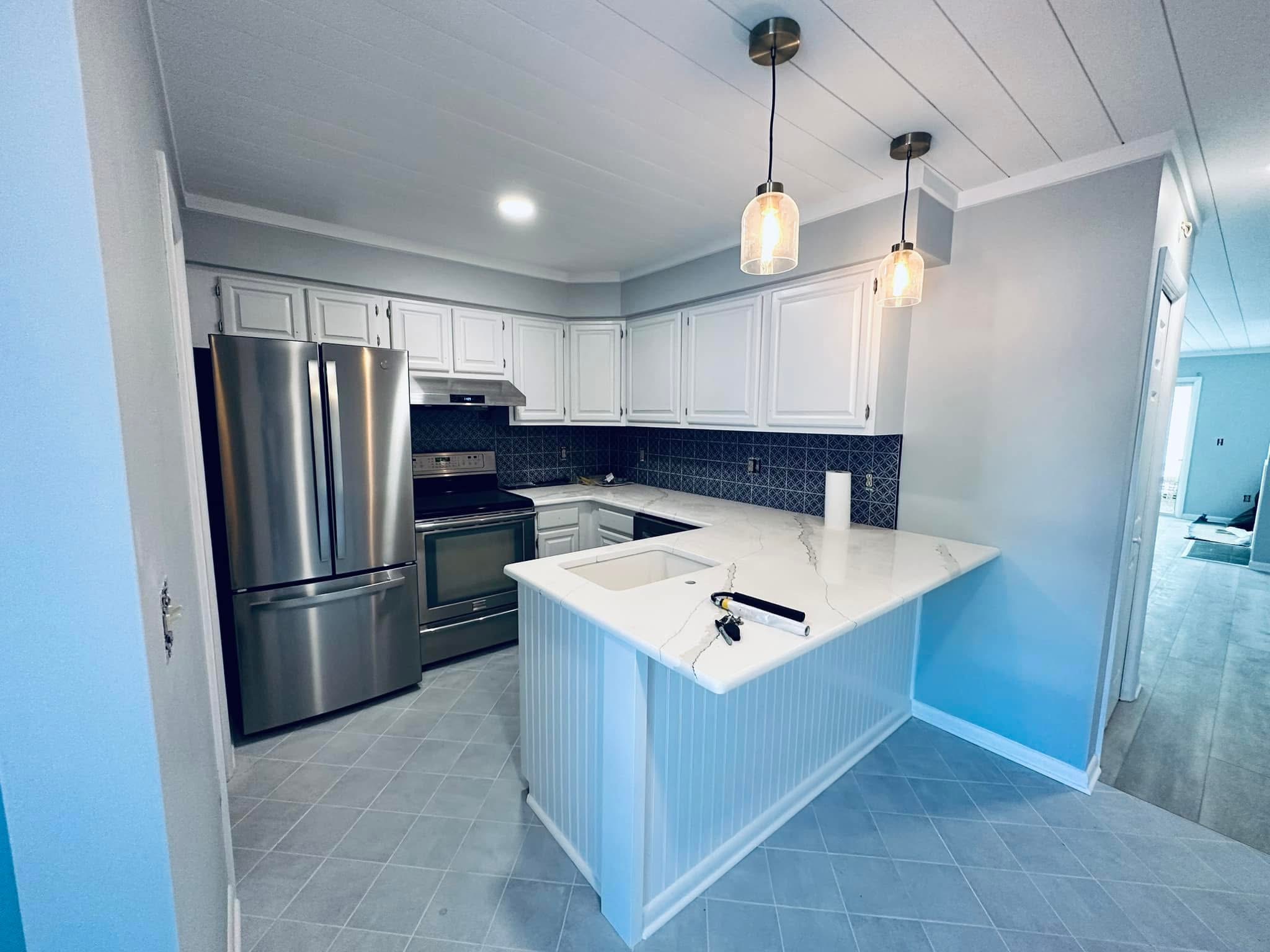 Kitchen with painted white cabinets, Delaware
