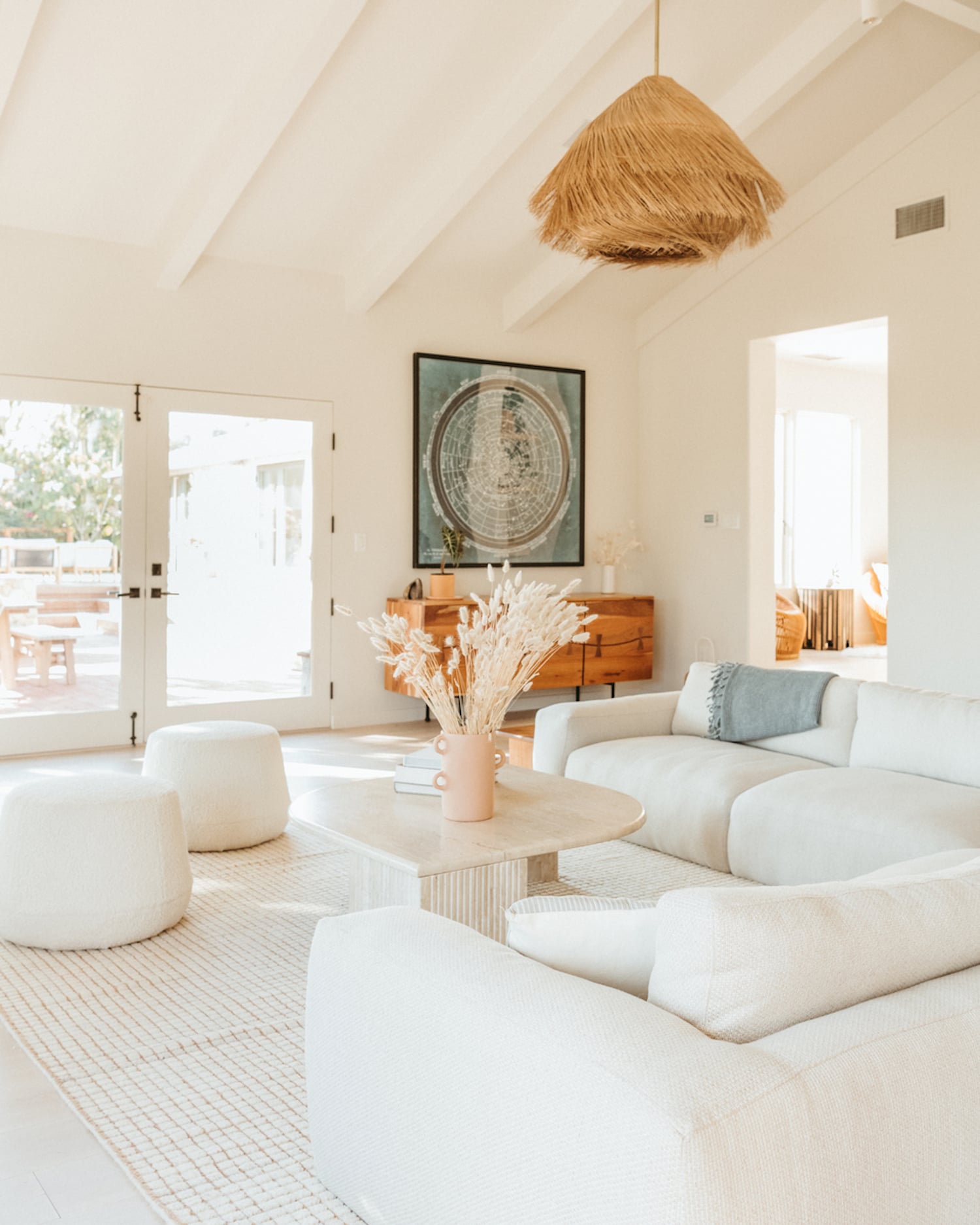 Light and airy white interior room with matte walls