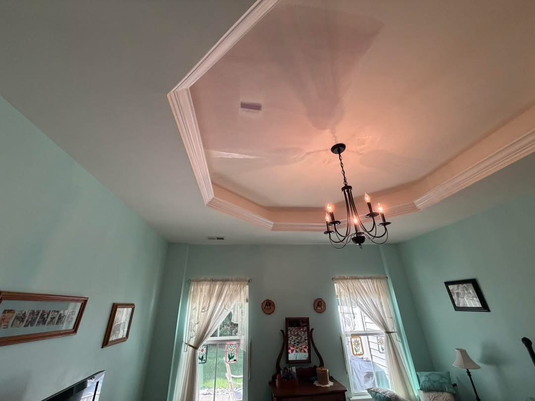 Bay Forest, Ocean View ceiling repair and matched repaint from the second room angle