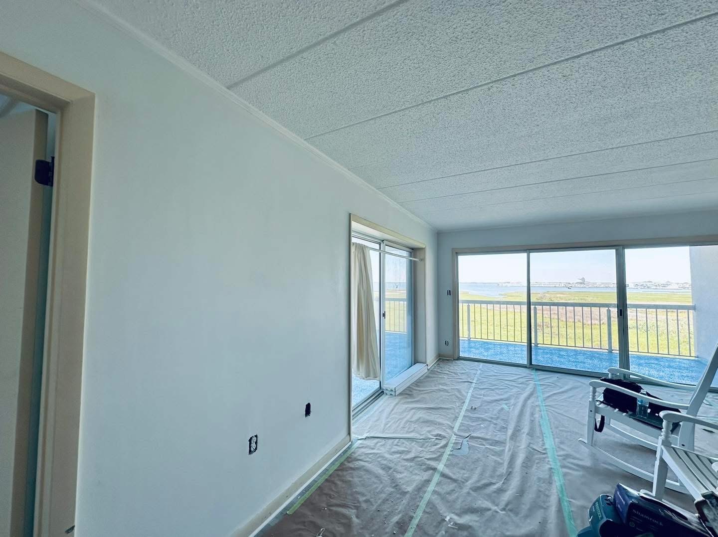 Bayfront Condo protected living area during wall work