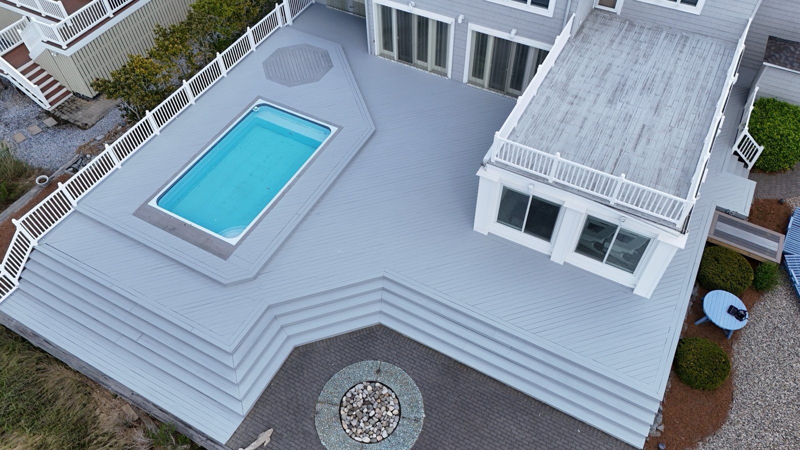Fenwick Island completed deck and pool surround aerial view