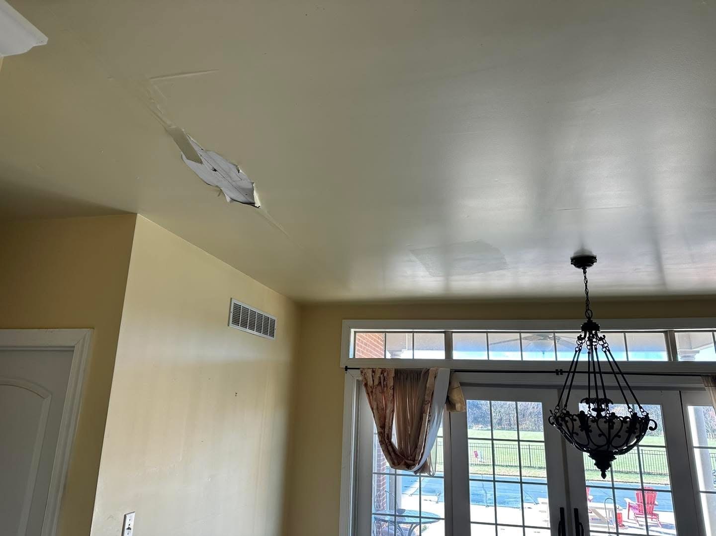 Greenwood ceiling repair area during preparation