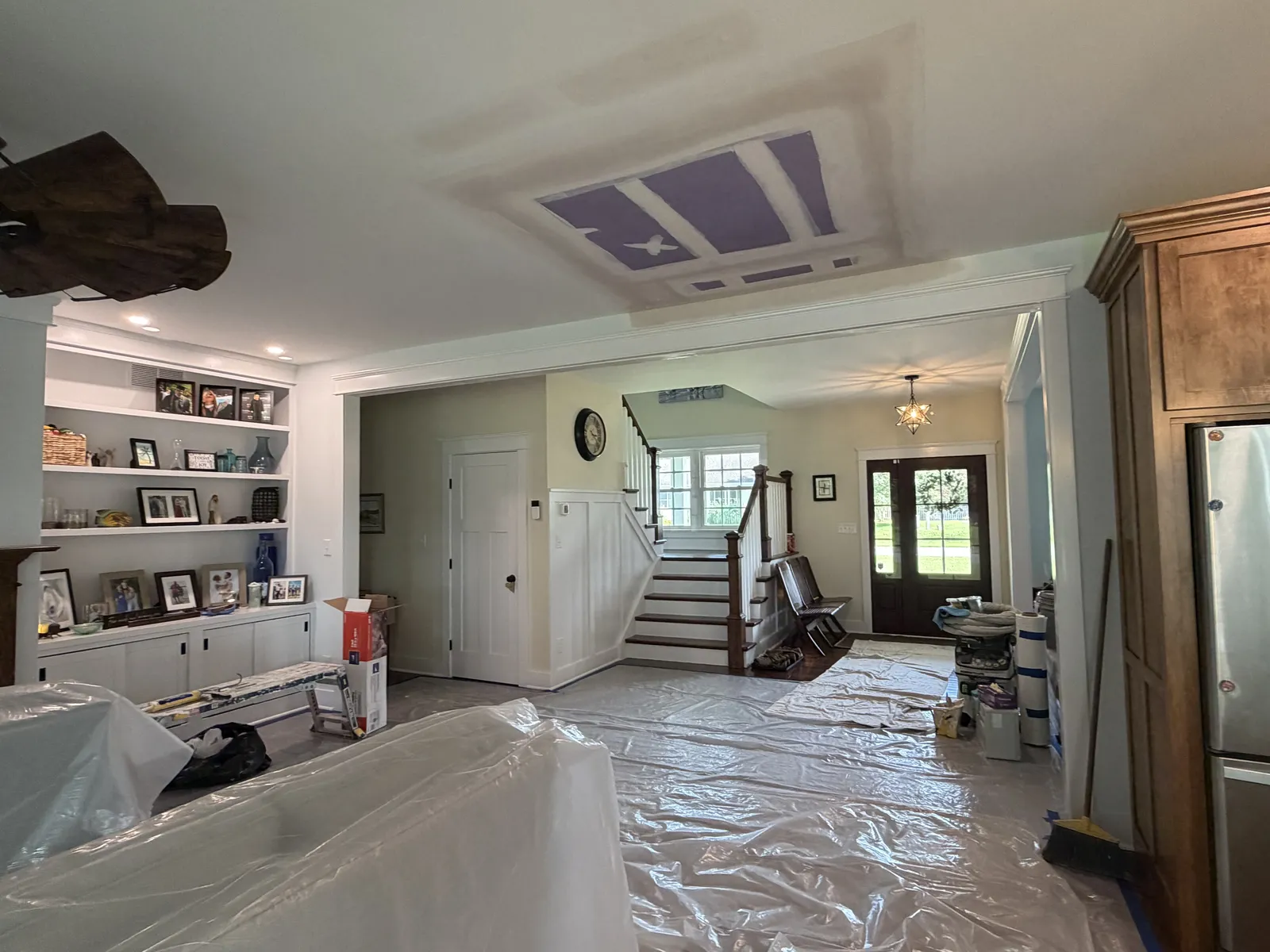 Work area prepped with plastic sheeting