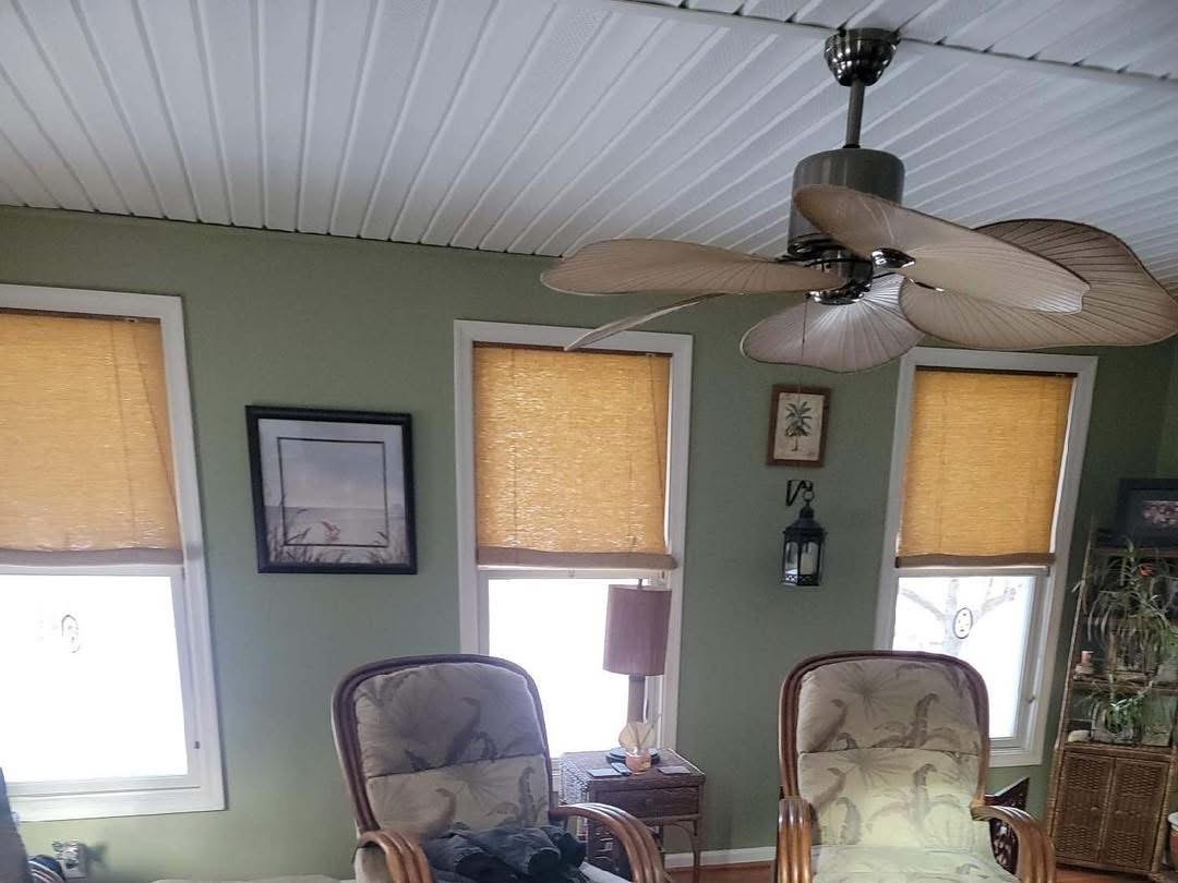 Milton sunroom soffit removal and ceiling replacement project photo 1