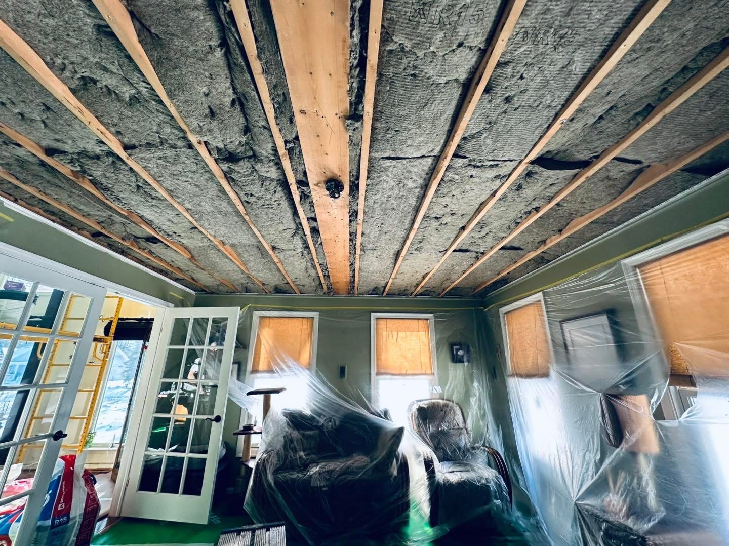 Milton sunroom soffit removal and ceiling replacement project photo 2