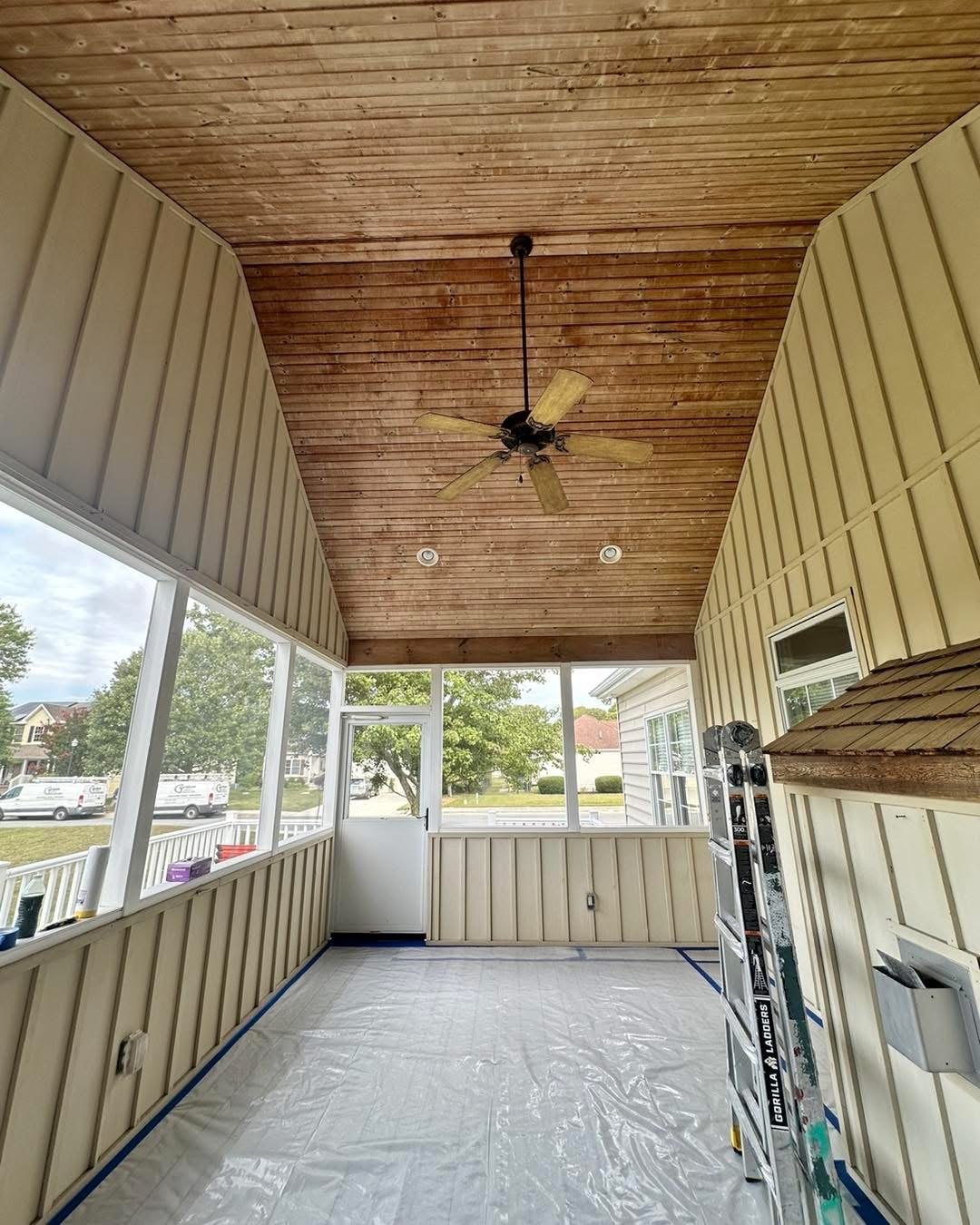 Milton sunroom ceiling restoration project photo 1