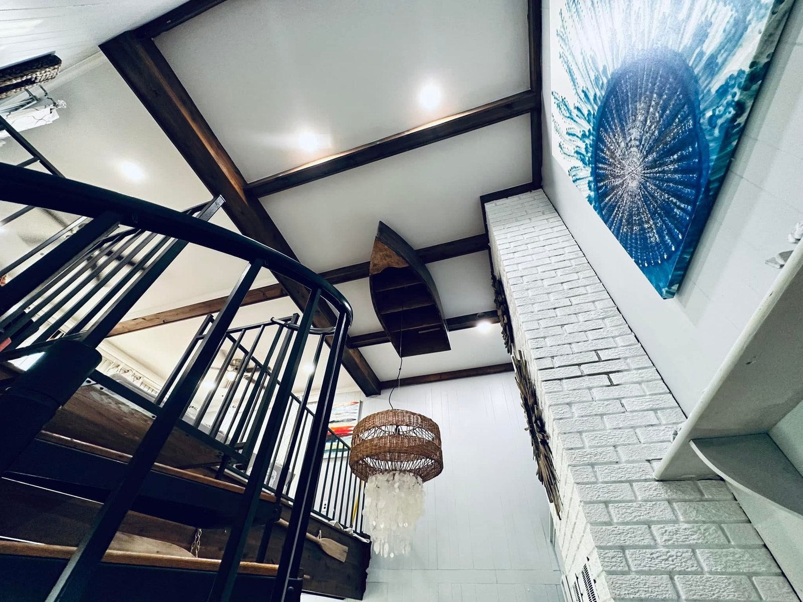 Ocean City finished smooth ceiling and spiral staircase